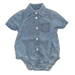 OshKosh B'Gosh Baby Boys' Short Sleeve, Button-Front, Chambray Jean Bodysuit